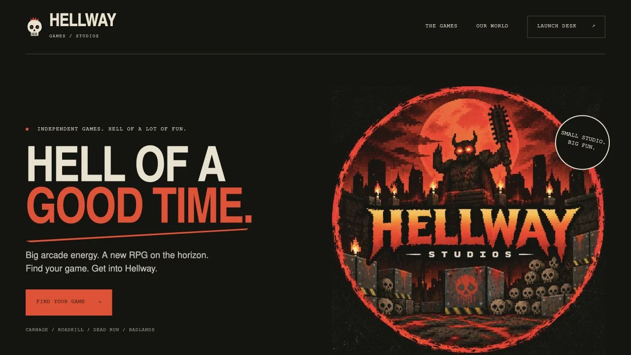 Hellway Games website and visual identity